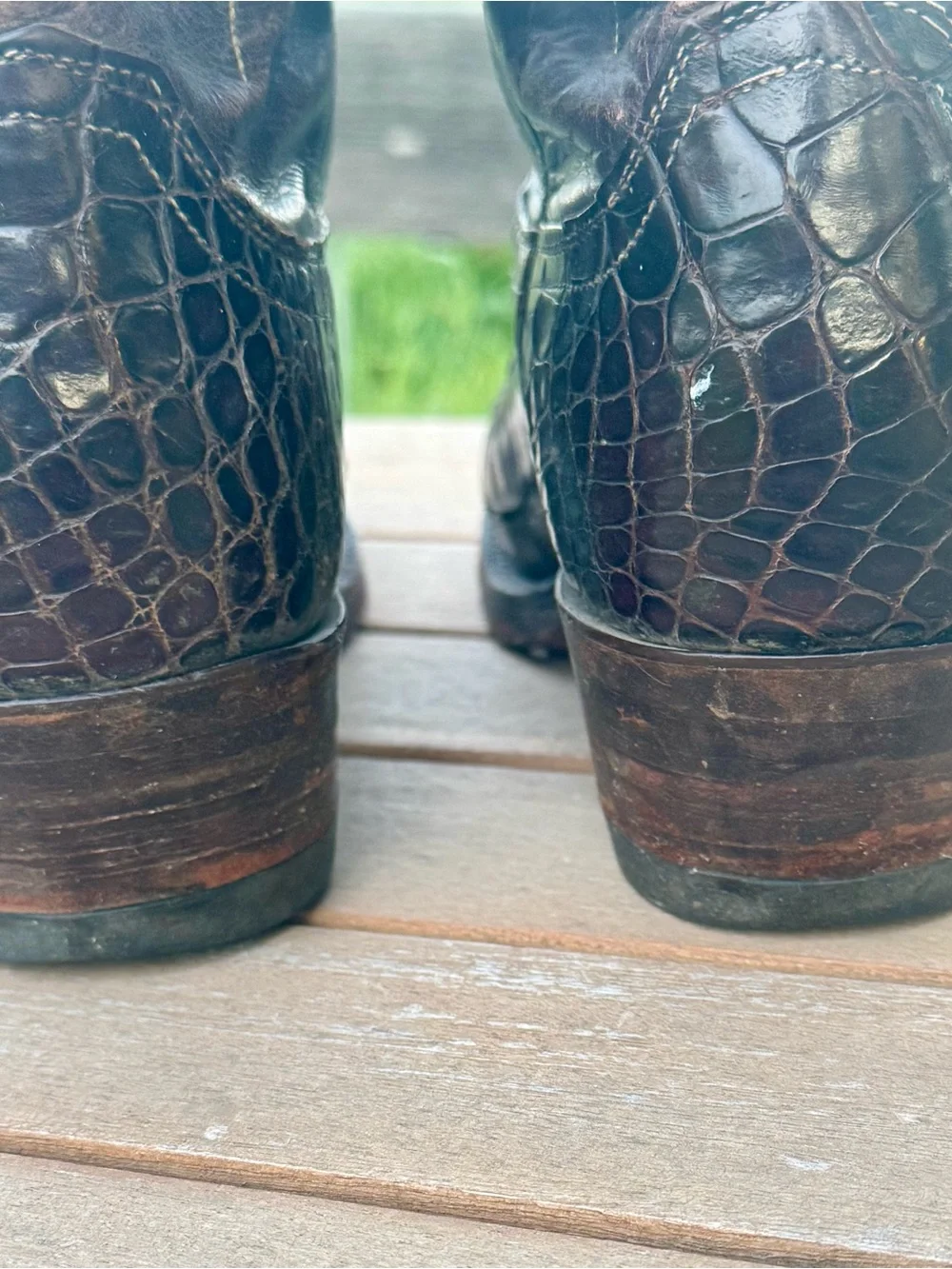 Vintage Justin Brown Croc Print‎ Cowboy Boots Men’s 9.5A Western Leather USA